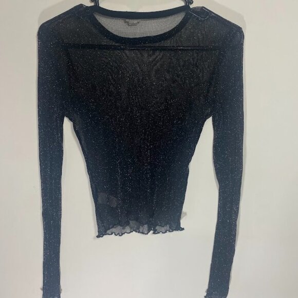 Garage Black Shimmer Sheer Blouse - Picture 3 of 5